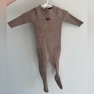 Brown Ribbed Baby Onesie